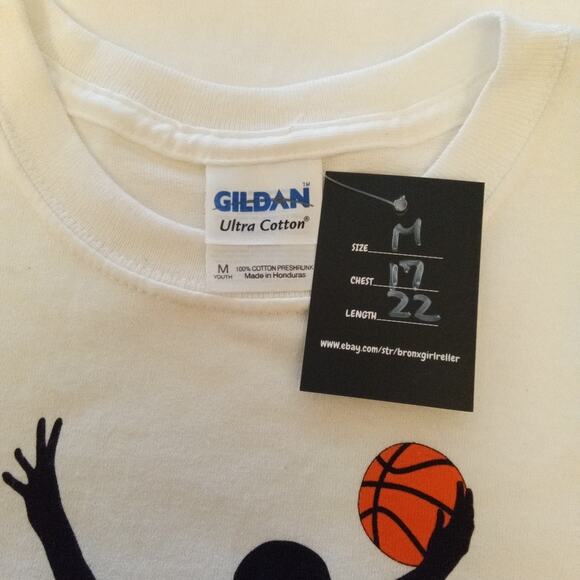 Basketball Graphics White T-Shirt Kids Medium - Picture 4 of 4
